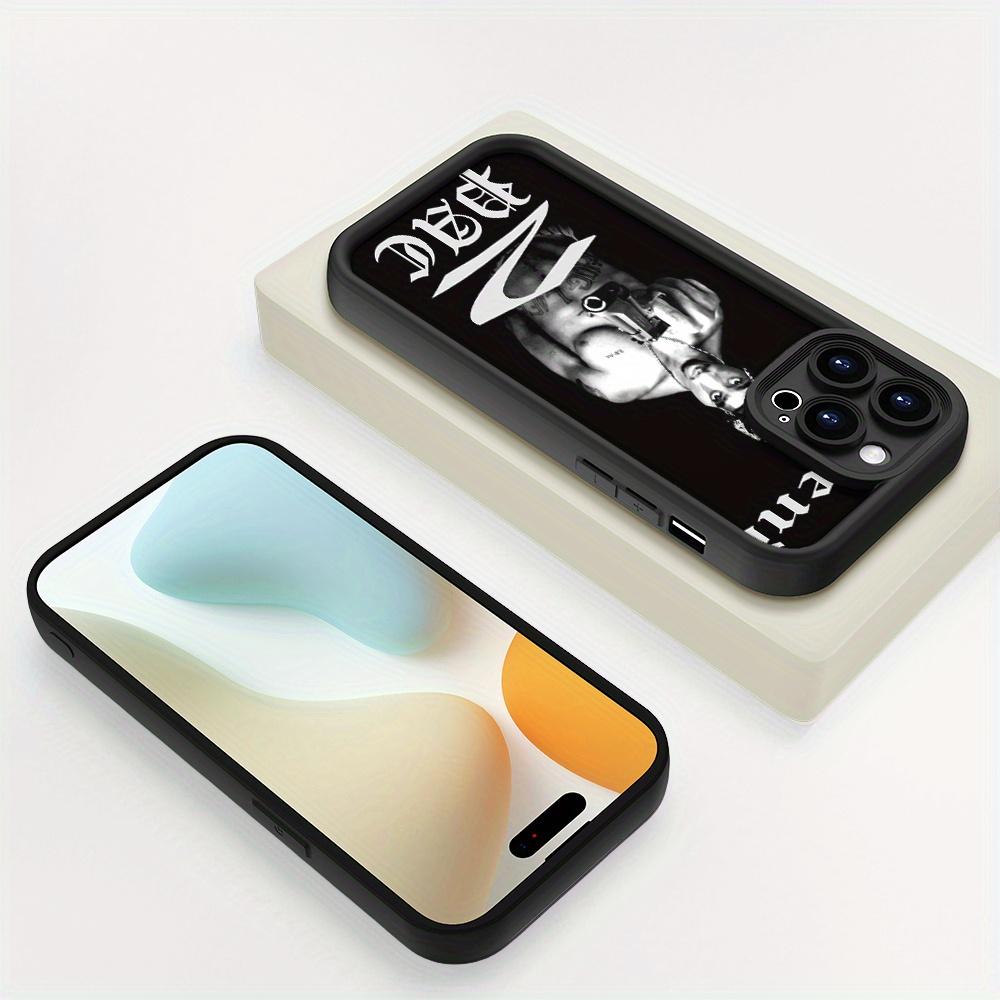 Legendary Rapper 2Pac Street Style Design |     Shockproof, Anti-Slip Matte Finish |     Low-Key Luxury UV Print Case for iPhone 17 E Air Pro ProMax iPhone16 15 14 Plus 13 12 Mini 11 X XS XR - Black TPU Soft Cover with Drop Protection, Halloween Event, Su
