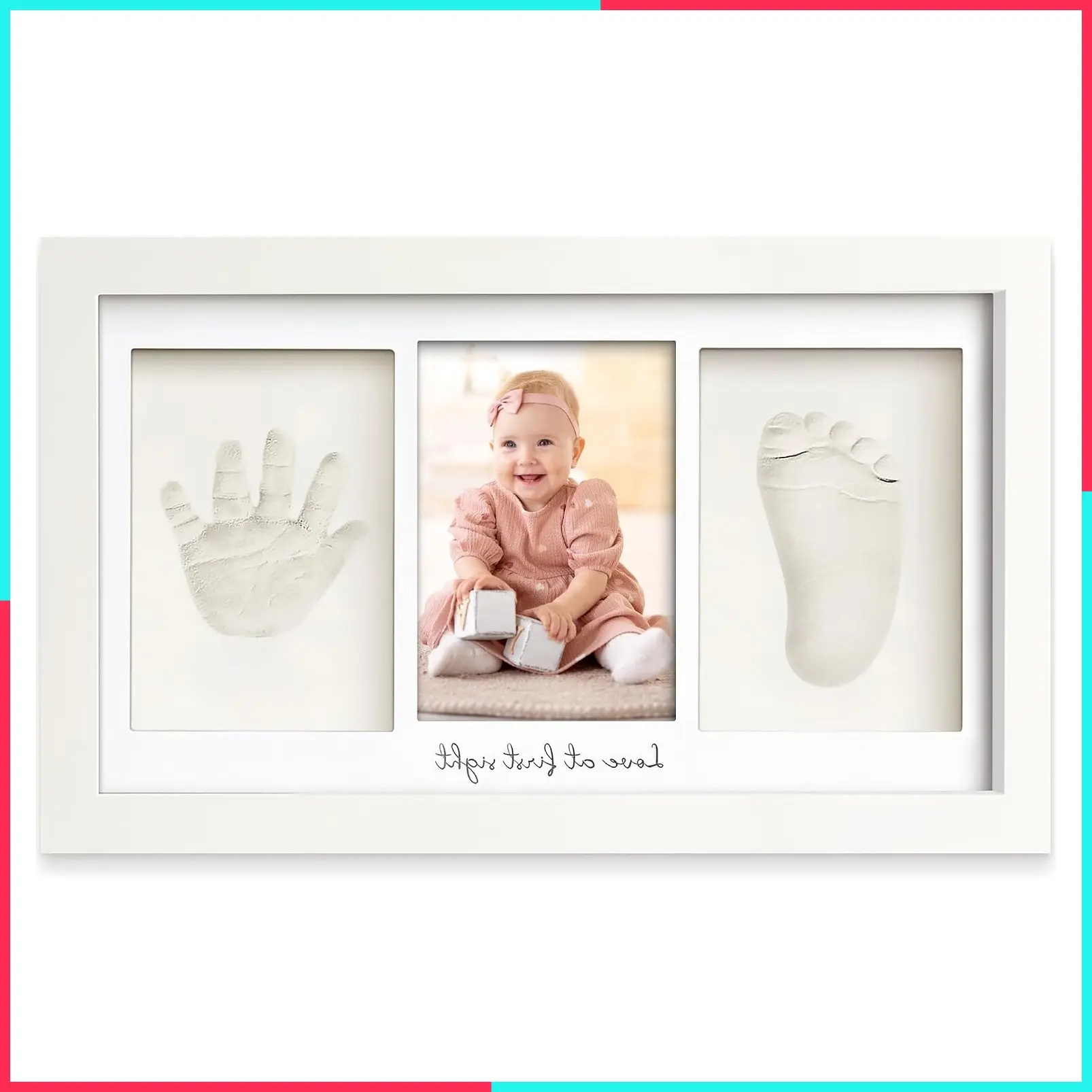 Baby Handprint & Footprint Clay Keepsake Frame Kit, Alpine White
