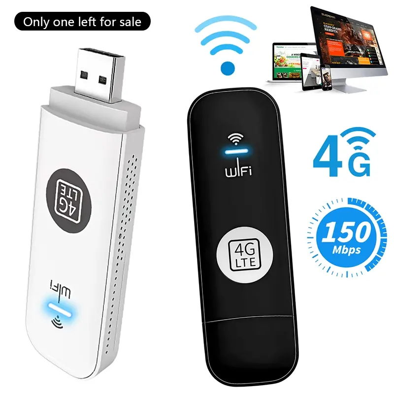 4G LTE Mobile Router Compact Design Mini Wi-Fi Hotspot Modem, 150Mbps High Speed Portable Wifi, USB Wireless Dongle for Desktop PC, Laptop, TV (Requires Separate Data-Only SIM Card)