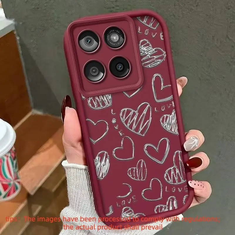 Cool heart-shaped design, Multiple colors, masculine style, suitable for Moto phone cases, including MotoG96, G86, G85, G75, E15, E14, EDGE E70, 60, 4G, 5G, Fusion, Stylus series, Protective phone cover