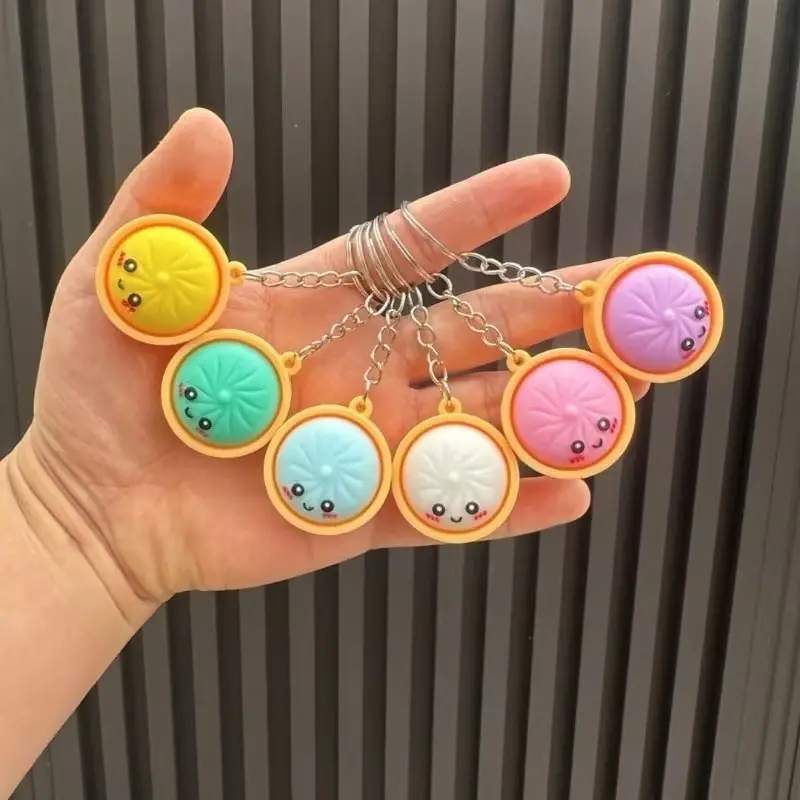 Random 5pcs Cute Dumpling Keychains, Key Rings, Classroom Prizes, Gift Bag Fillers, Steamer Baozi Keychain Decor, Birthday Mother's Day Gifts, Treasure Box Prizes