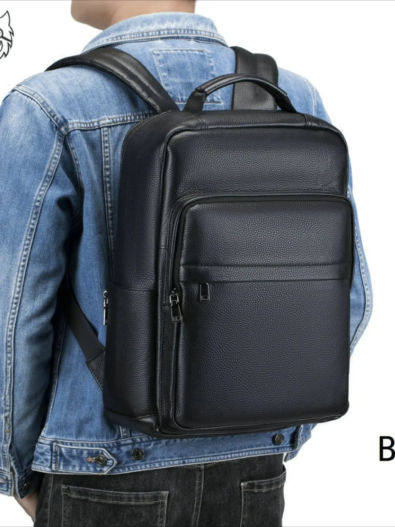 New men's backpack business leather backpack men's cowhide large-capacity business trip backpack computer bag