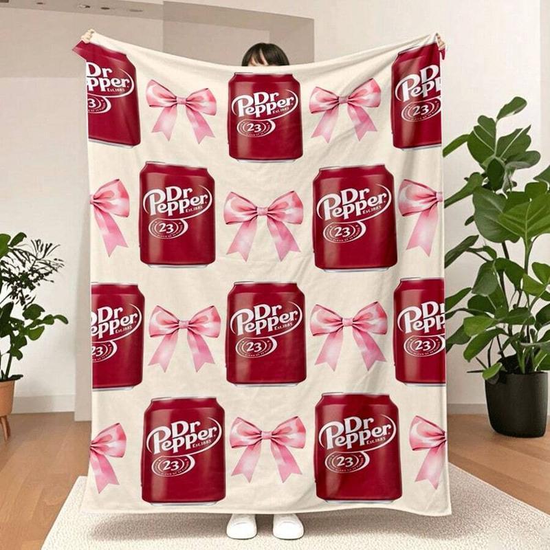 Unique Dr. Pepper Print Blanket, Ultra-Soft, Comfortable Sofa Or Bed Blanket, Vibrant Digital Print, Perfect For Sofa, Bed, Office, Travel- Machine Washable, Ideal Gift For Men And Women, Cute dr pepper themed gift-280GSM