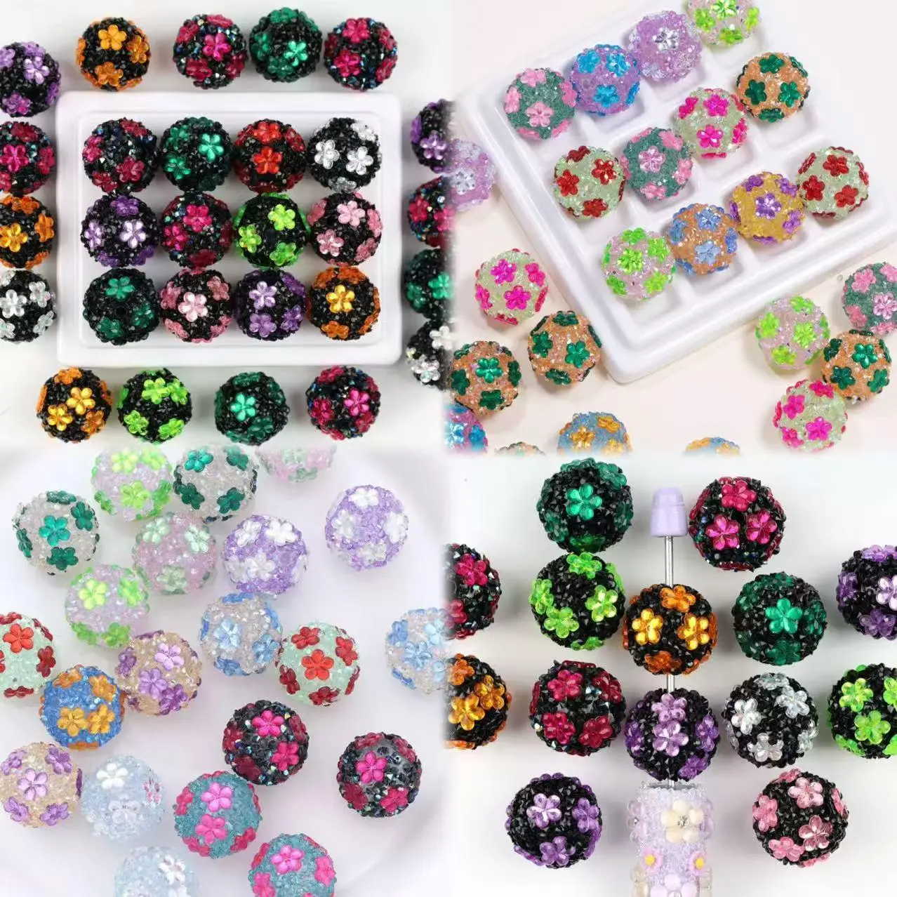 [Live2]P11 Mix Colors Shining Five-Petaled Flowers Beads 1pc per Bag