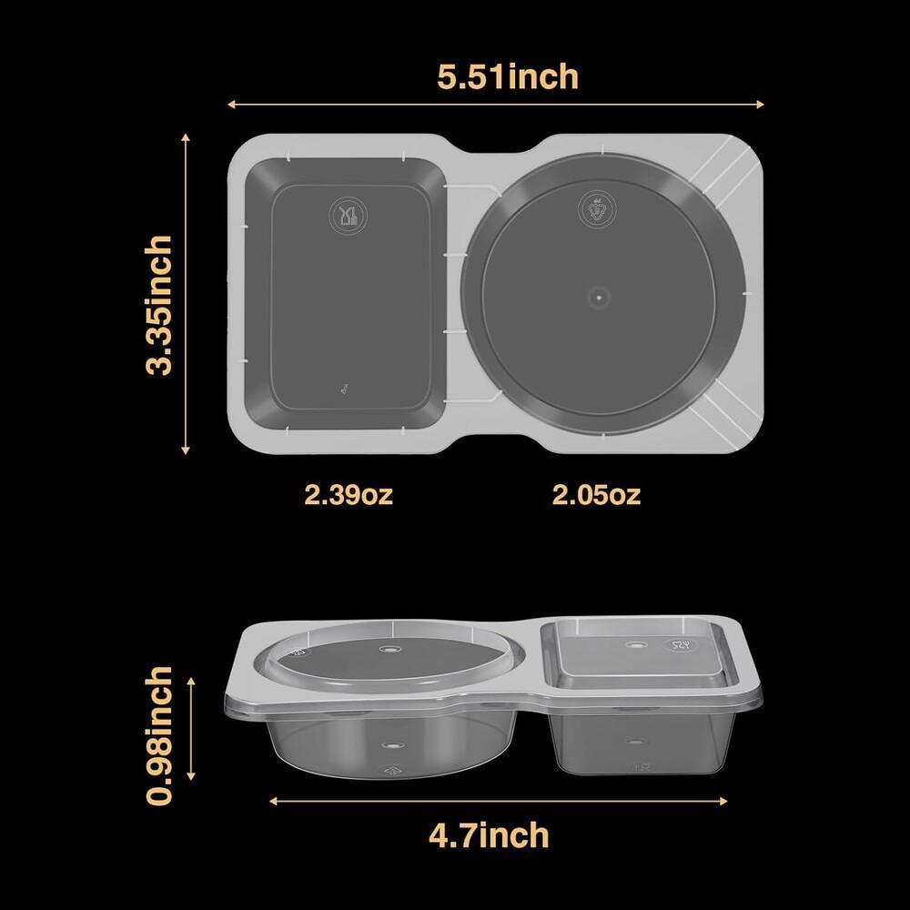 40 Pack Double Compartment Reusable Snackle Box Containers with Lids Portable Plastic Boxes for Snacks Meals Dipping Sauces Condiments Camping Picnic Travel On-the-Go Safe