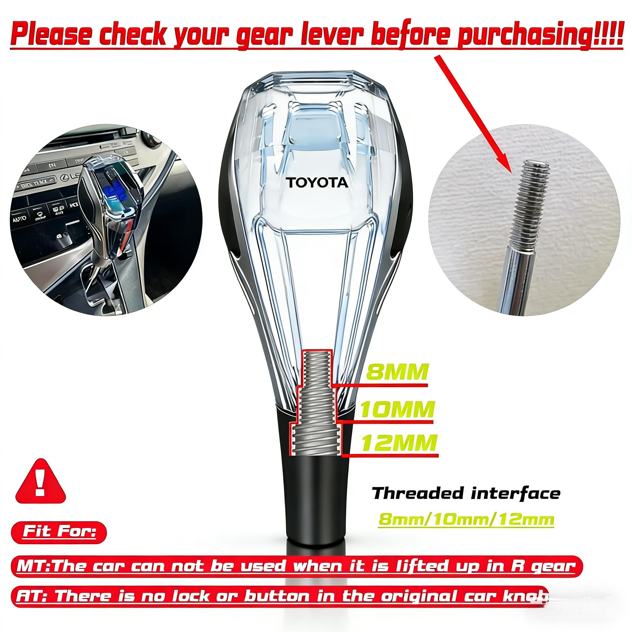 Crystal Gear Shift Knob with Touch-Activated LED Light, Universal Car Interior Accessory, Rechargeable Battery