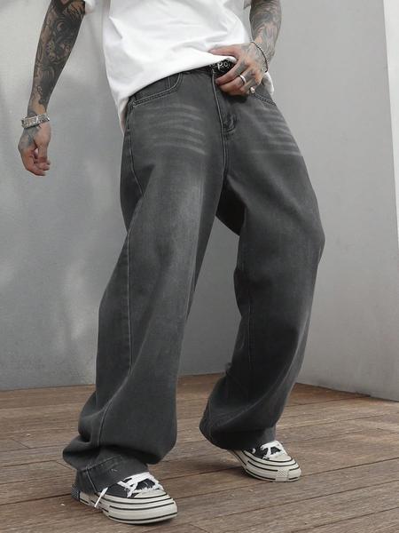 Men's Wide Leg Jeans, Loose Casual Comfy Denim Trousers for Daily Wear, Fashion Men's Bottoms for All Seasons, Pants