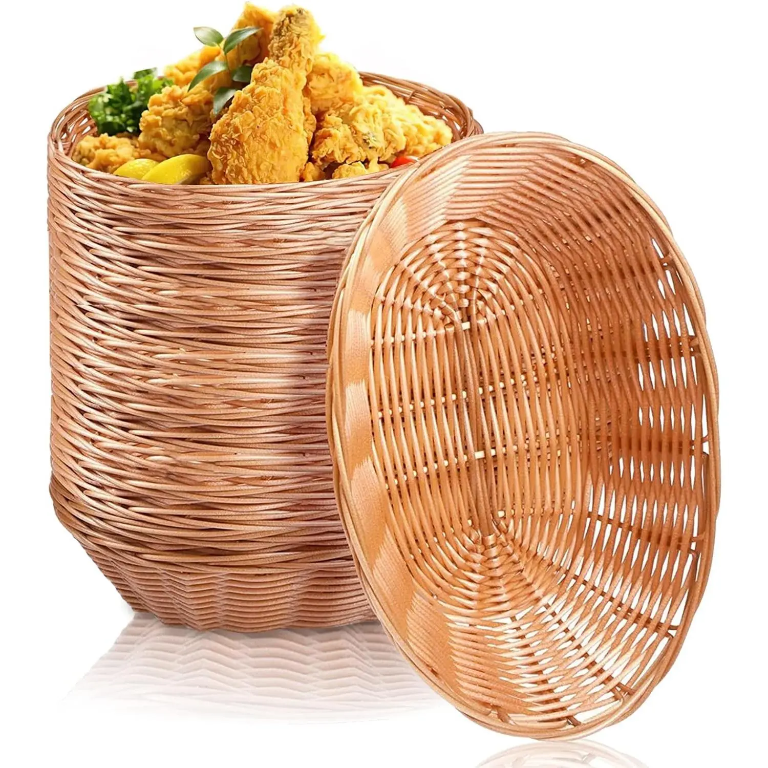 Yesland 12 Pack Plastic Oval Baskets, Small Gift Food Storage Fruit Bread Basket Bins, 10 x 5.8 x 2.75 Inches, Suitable for Kitchen Restaurant Centerpiece Display Christmas Gifts