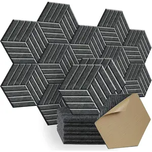 12 count Acoustic Panels, Hexagon Sound Proof Padding, Self-Adhesive 14" X 12" X 0.4" Sound Dampening Panels, Acoustic  for Studio, (Sesame Black)