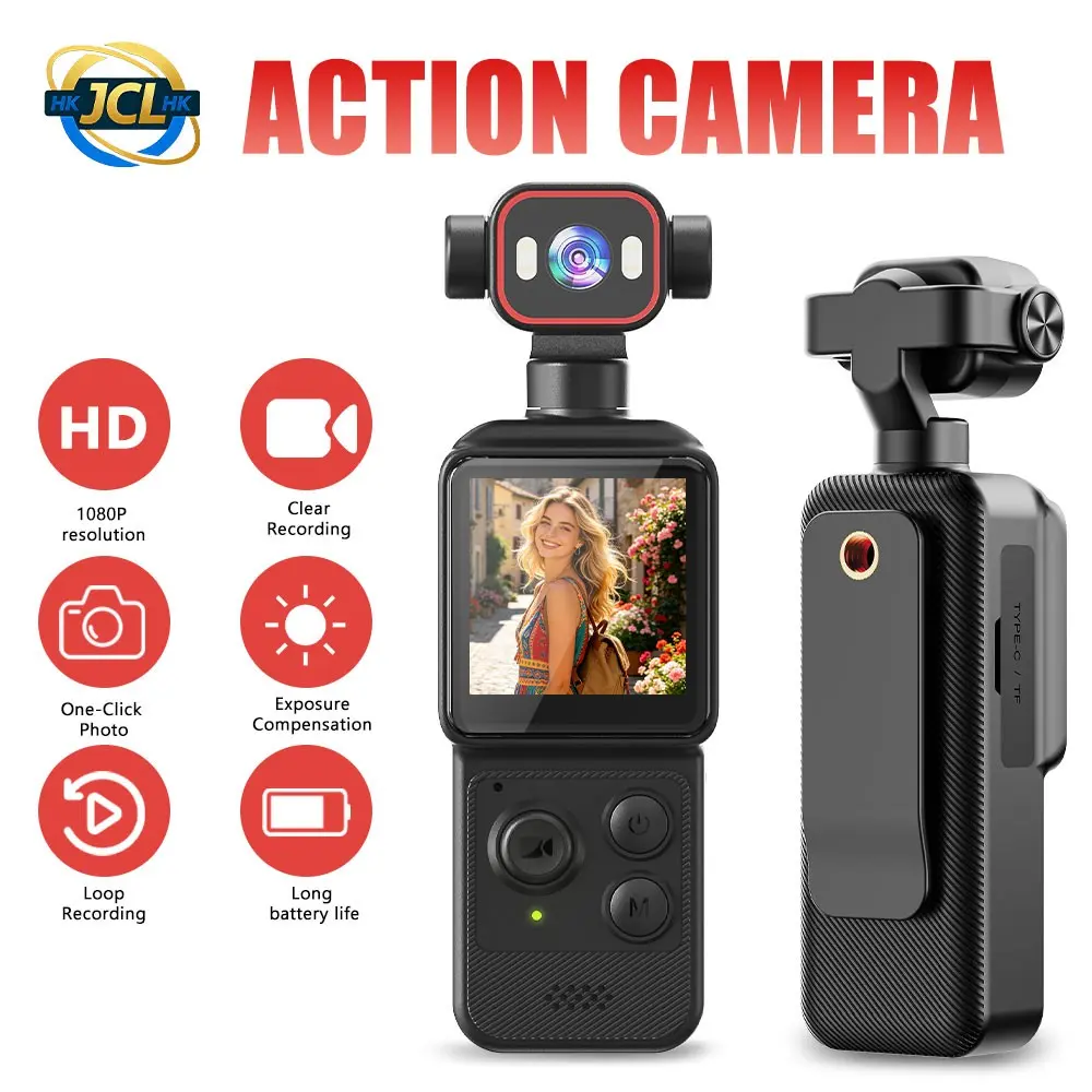 Mini Vlog Camera with Rotatable Lens, 1080P HD WiFi, Night Vision, Anti-Shake, Portable Action Camera for Sports Travel Vlogging