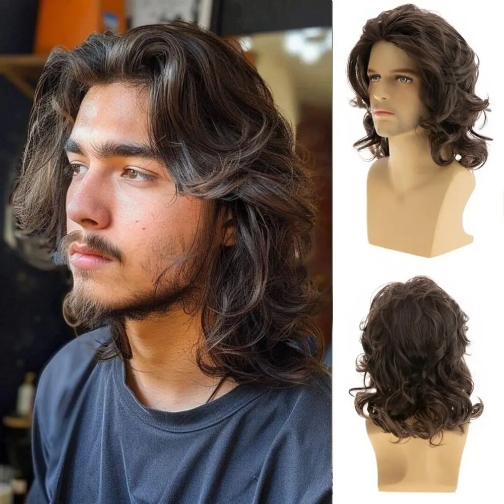 Men's Long Coily Wig, Heat Resistant and Full Volume Style for Theatrical Character Looks or a Halloween Costume