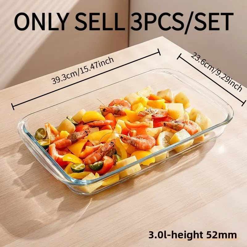 Rectangular Glass Baking Dish Clear Oven Microwave Safe Square Plate for Cooking Baking Dinnerware Food Storage Ovenware Dinner Plates Oven Safe Bakeware