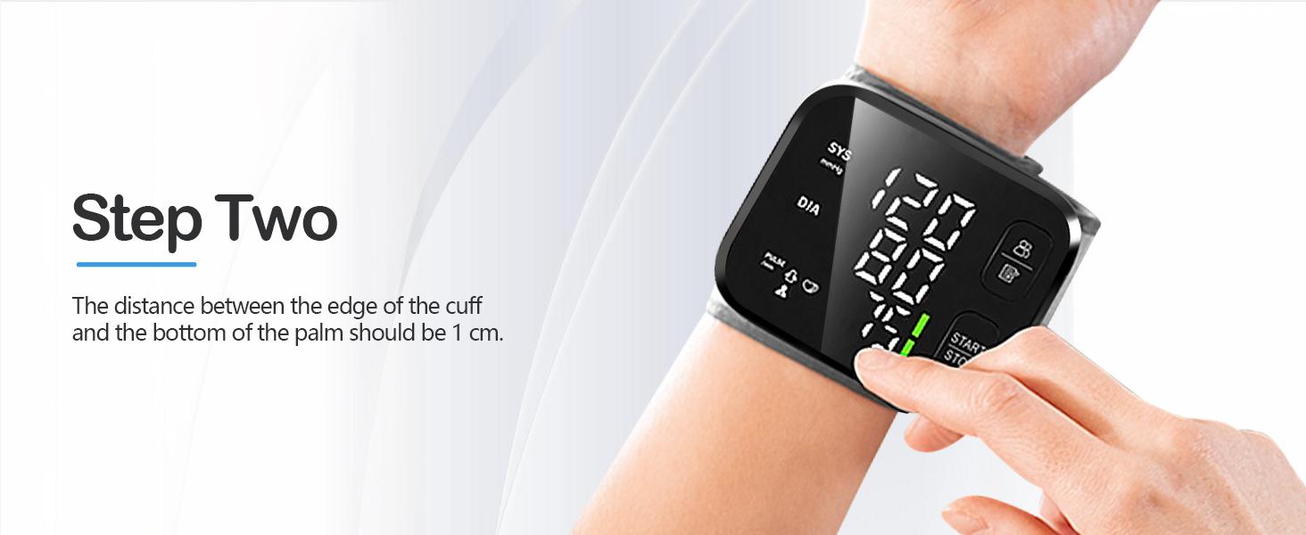 Blood Pressure Monitor LED Backlit Display Automatic Wrist Cuff Blood Pressure Monitors for Home Use 120x2 Reading Memory with Carrying Case, Black