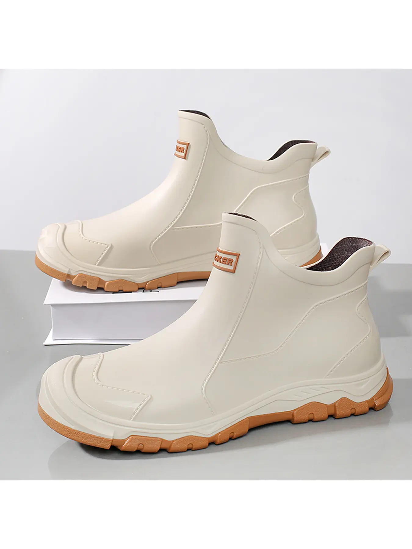 Men Women Waterproof Ankle Rain Shoes, Durable Anti Slip Sole Rubber Rain Boots Outdoor Gardening Fishing Casual Footwear