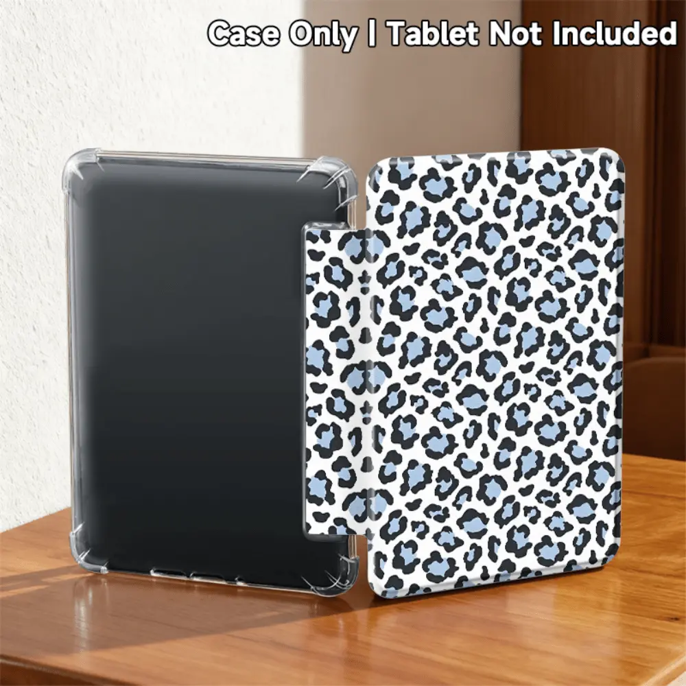 Blue & White Leopard Print TPU Smart Flip Cover for Kindle Paperwhite 11th (KPW5), KPW5 (Kindle Paperwhite 11th Generation), 12th (KPW6), 2022/2024 Youth Edition - Auto Wake/Sleep, Reinforced Corners, Slim & Durable Shell, Perfect Christmas Gift Device Sm