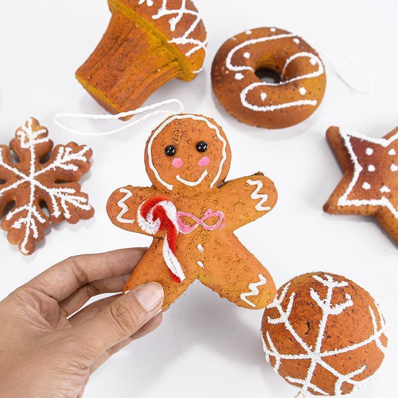 1/6Pcs Christmas Tree Hanging Ornaments Foam Ball Snowflake Gingerbread Man Pendant Christmas Decorations For Home New Year 2025