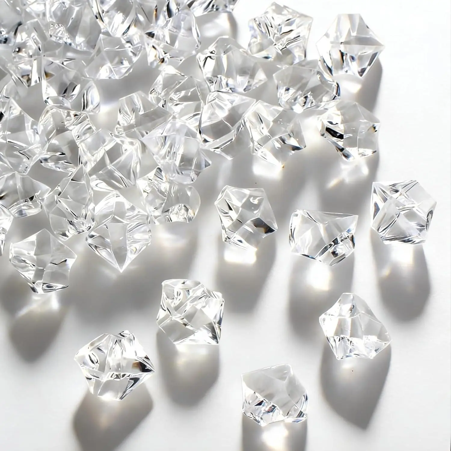 160 count Clear   Ice Rocks, Vase Filler for Table Centerpieces | Each 0.9 x 0.7 x 0.6 inch clear   suits vases, wedding tables, bowls, retail displays, winter decor and DIY crafts.