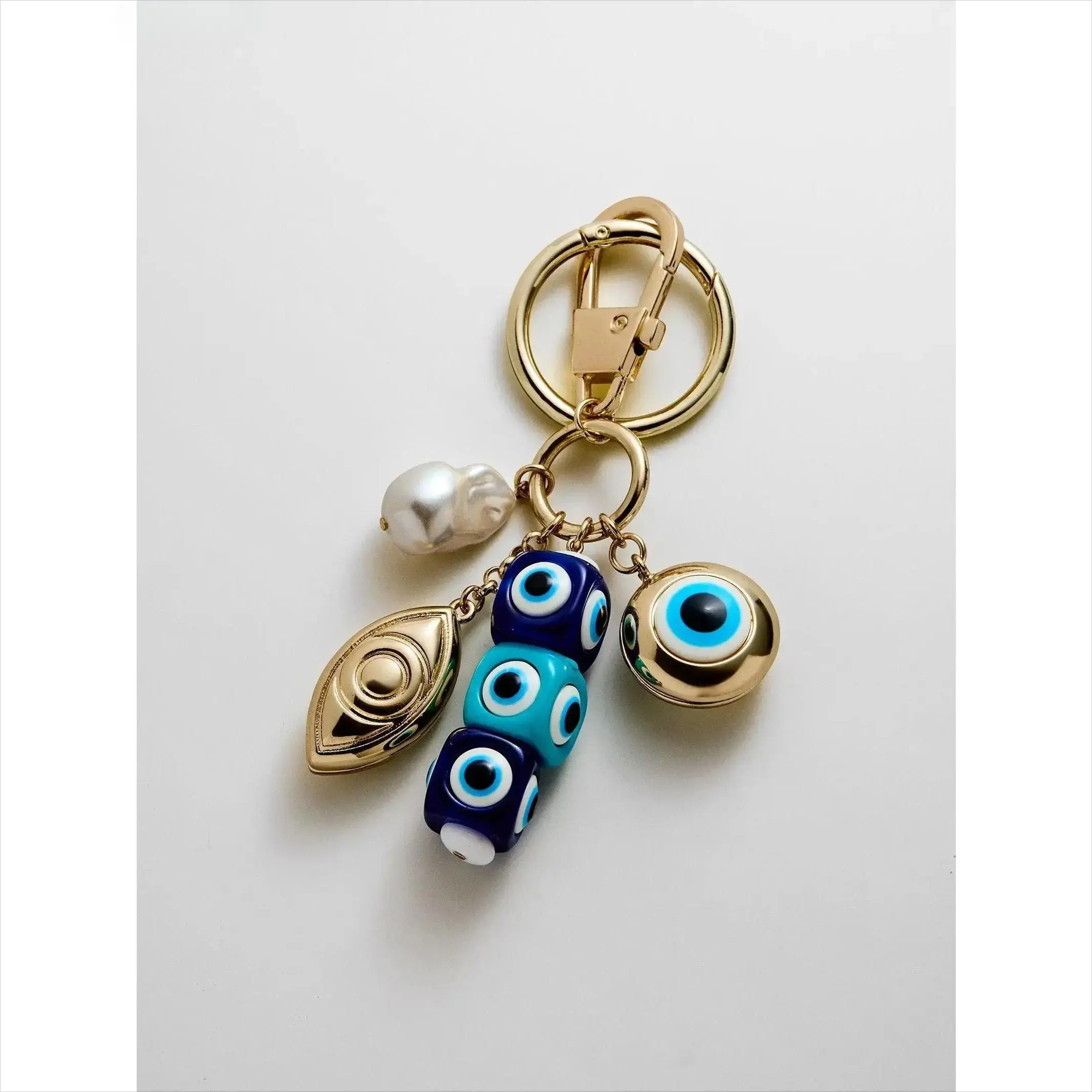 Evil Eye Bag Charm - Boho Beaded Pendant with Metal Clasp for Handbags, Backpacks, Keys and Everyday Bag Decor Accessories