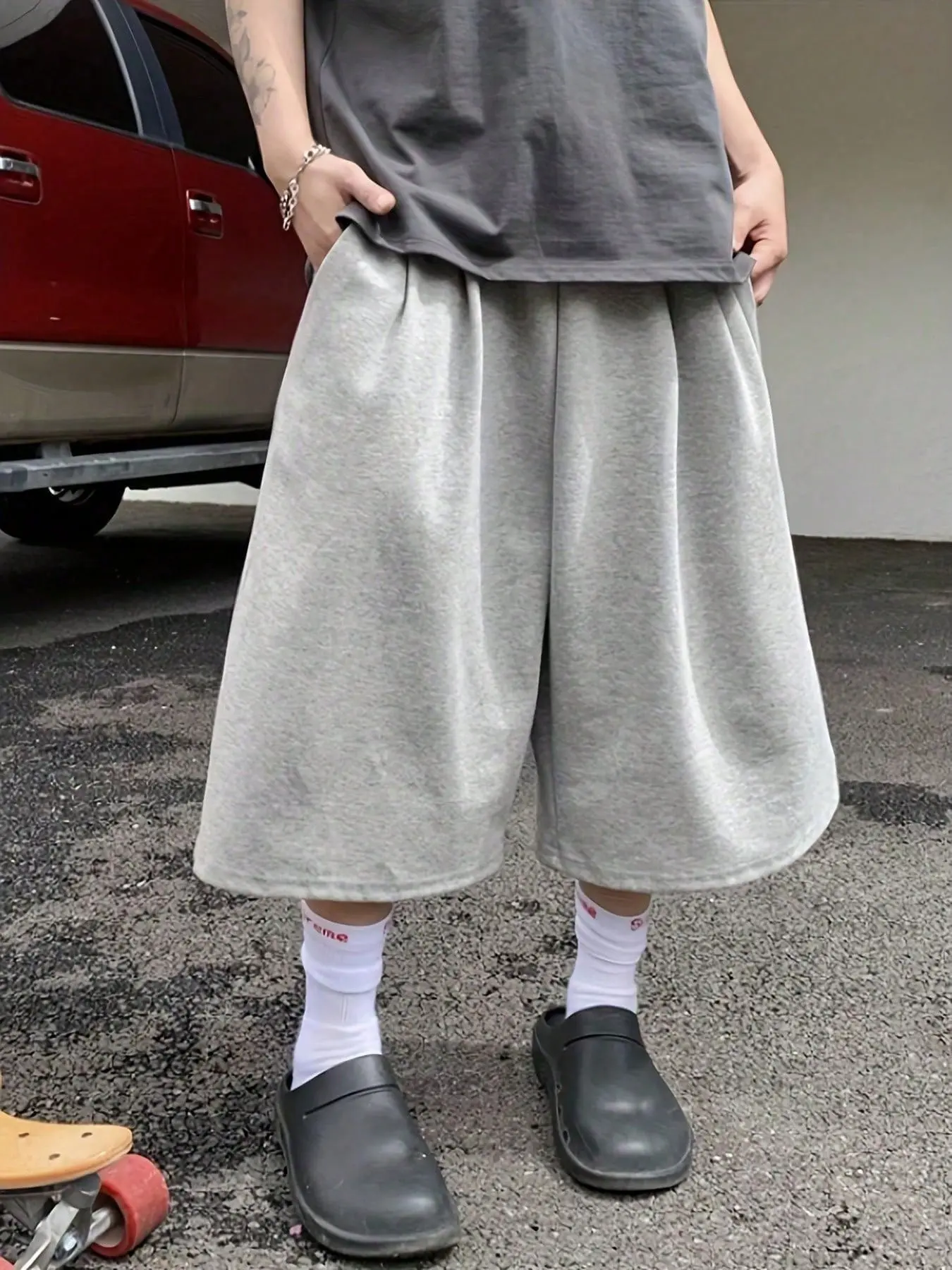 Y2K Retro Street Style Drawstring Baggy Wide Leg Pants, Street-style minimalist drawstring wide-leg shorts; American "Clean Fit" solid-color casual shorts, Suitable for streetwear, Y2K outfits, matching couple's looks, gifts for men, high-street style
