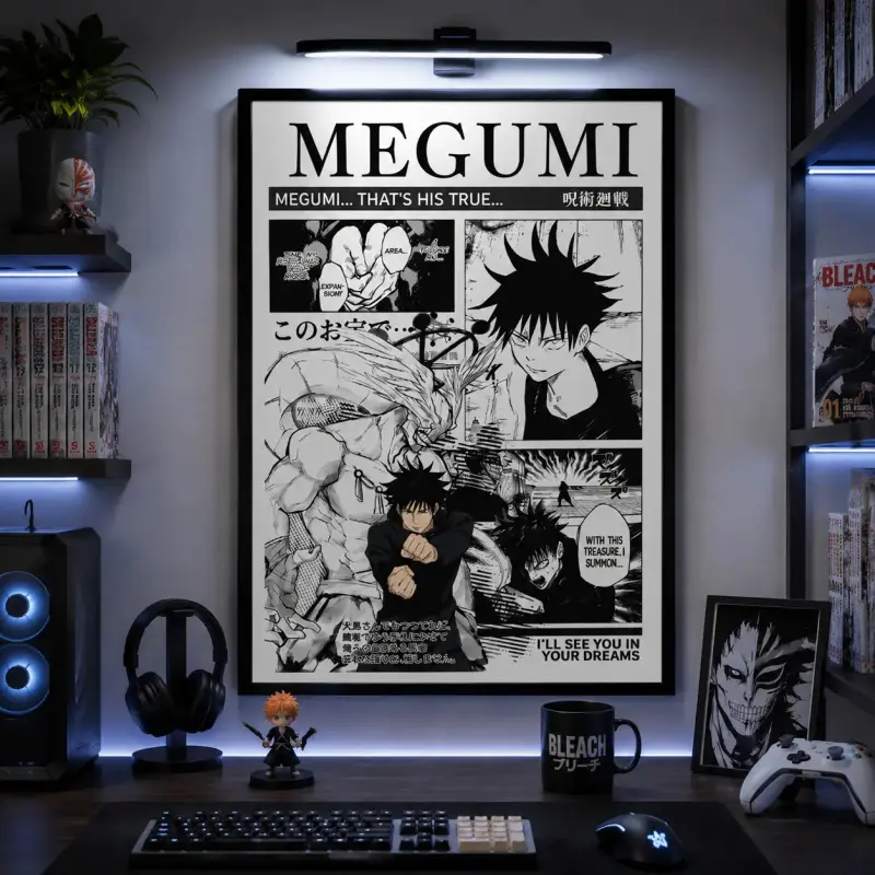 Megumi Poster Vintage Anime Aesthetic JJK Mahoraga Print jjk manga artwork minimalist vintage anime poster Anime Poster Wall Art Print otaku room decor anime wall art canvas wall art print room decor gift