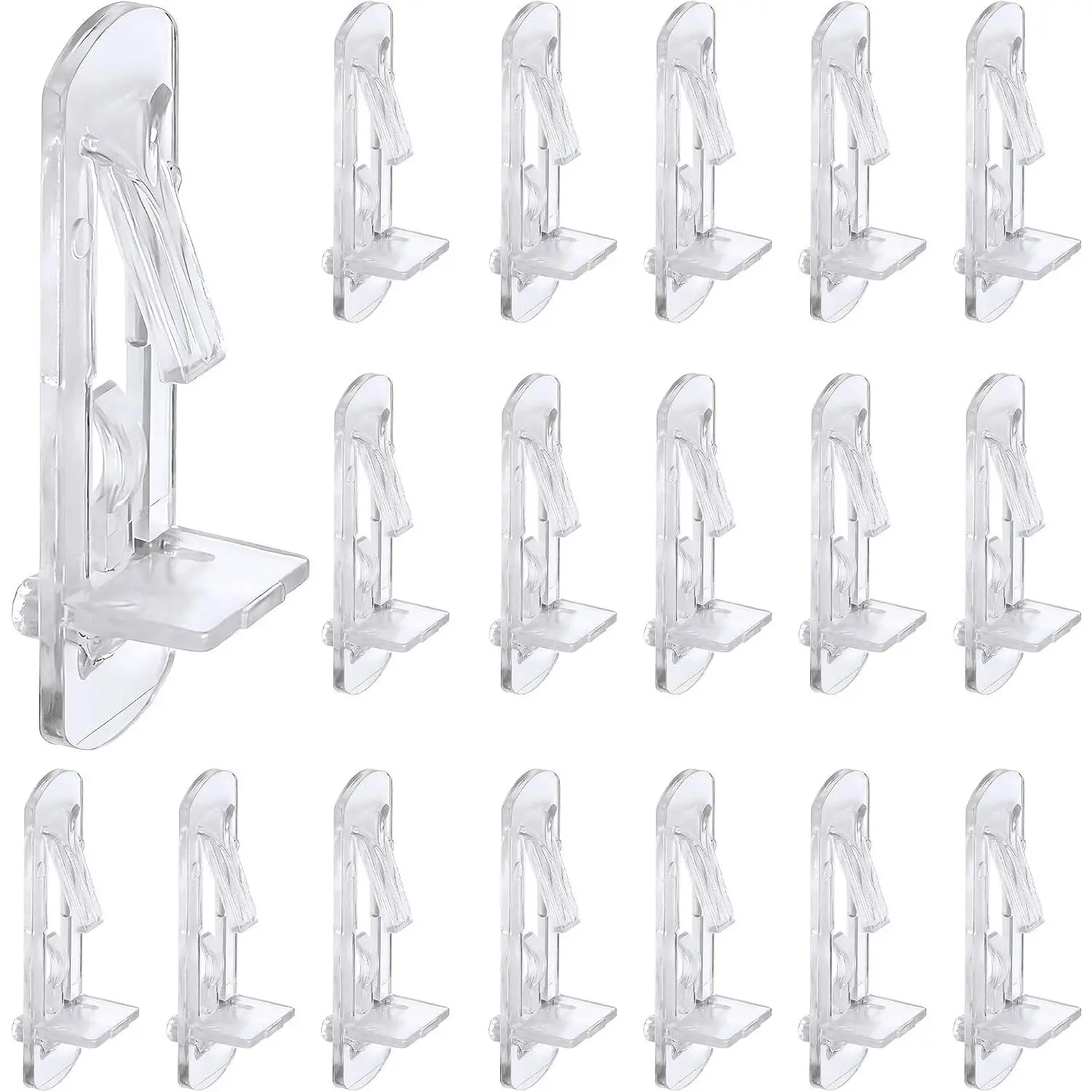 24pcs Plastic Locking Shelf Support Pegs,5mm Clear Cabinet Shelf Pins,Self-Locking Shelf Pegs for 3/4 inch (20mm) Thick Shelves,Shelf Bracket Clips for Kitchen Cabinet Furniture Bookcase Closet
