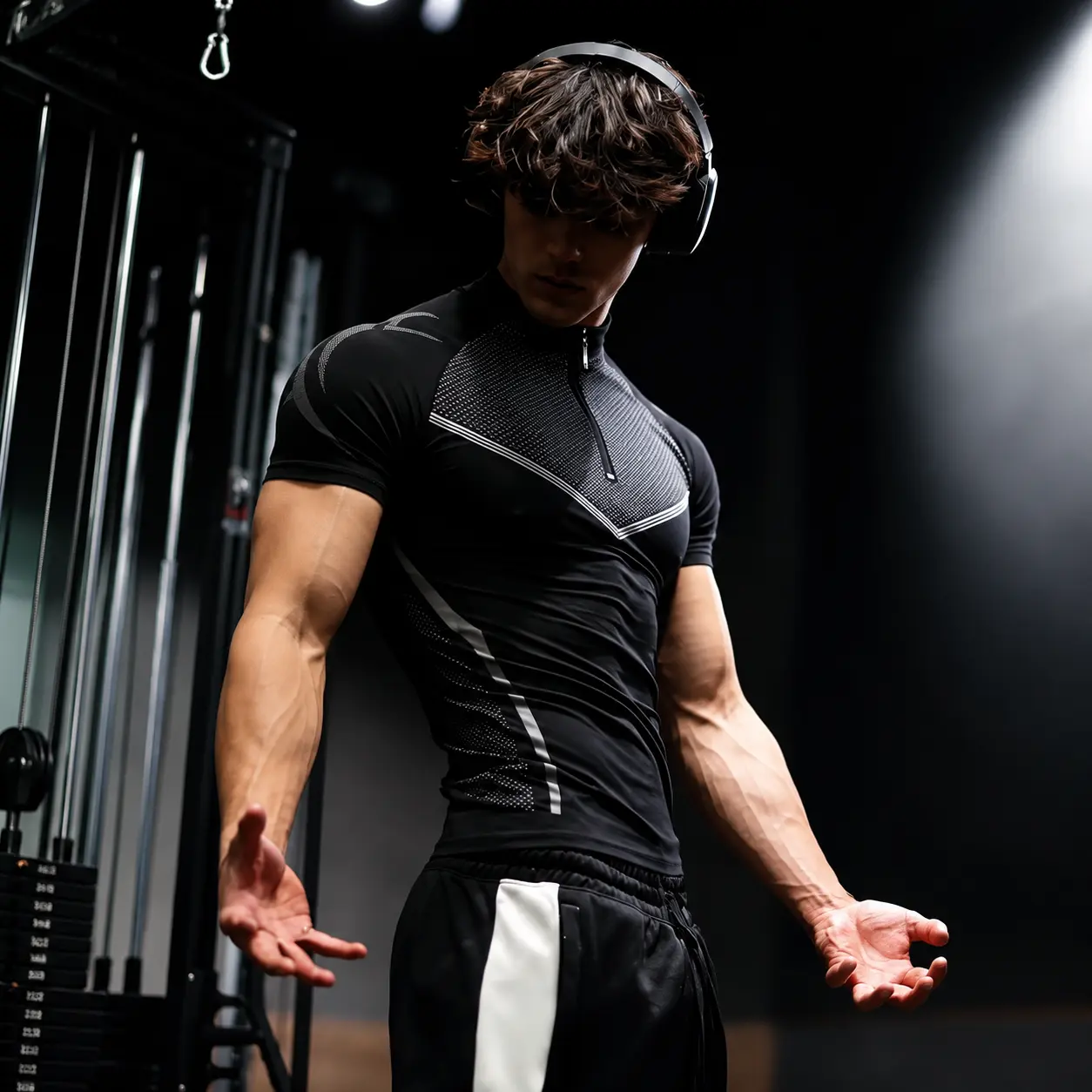 Men's Half-Zip Fitness Compression Shirt, Mock-Neck Short-Sleeve Athletic Top, High Stretch Breathable Mesh, Slim Fit, Ideal for Workout, Running & Gym, Compression Workout Shirts