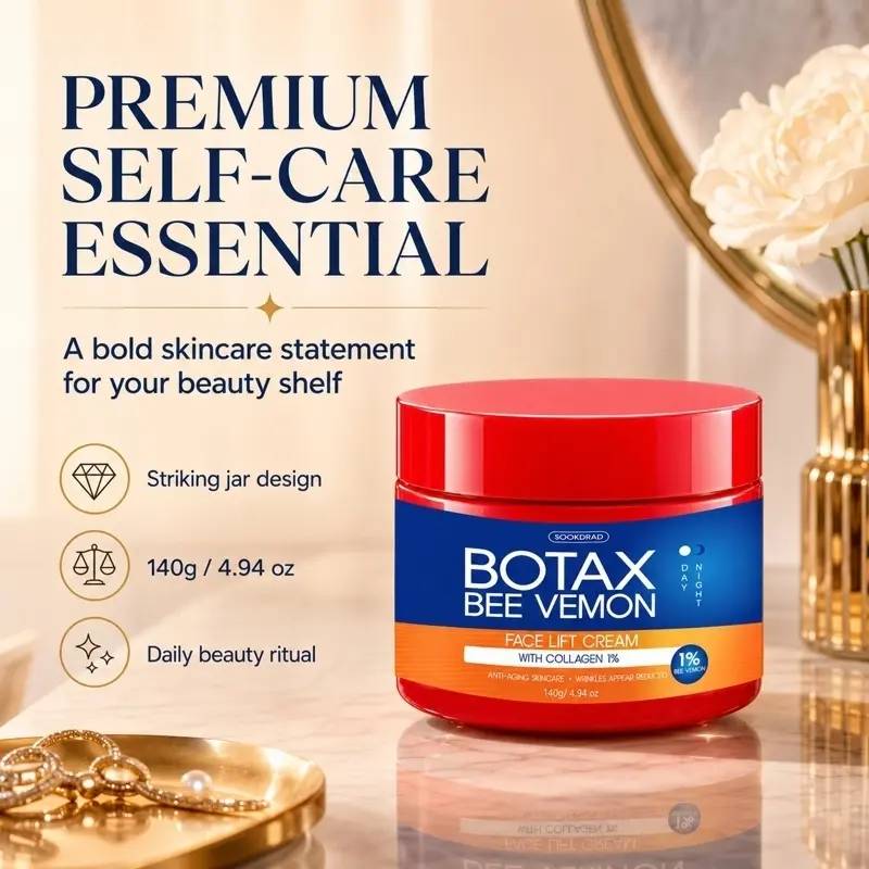 Botax Bee Venom Face Lift Cream, 1% Bee Venom, Collagen 1%, anti-aging, wrinkle reduced, facial skincare, day night use, all skin types, 140g