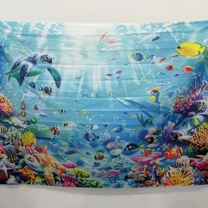 2D 1pc Vibrant Underwater Banner, Ocean Life Backdrop with Dolphins, Tropical Fish & Colorful Corals, Sea World Scenery Decor for Summer Party, Photoshoot Backdrop, Photo Booth