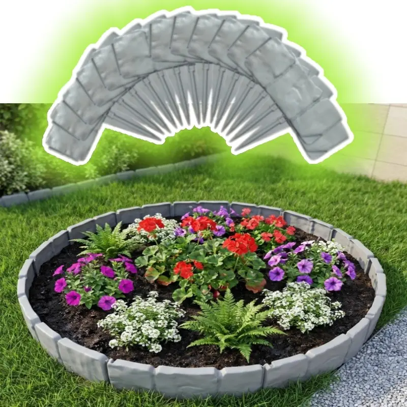 16pcs New Garden Grass Stone Separator Fence, Stronger, No Drilling, No Adhesive, Self-Assembly Fence, Easy Installation, Durable Design