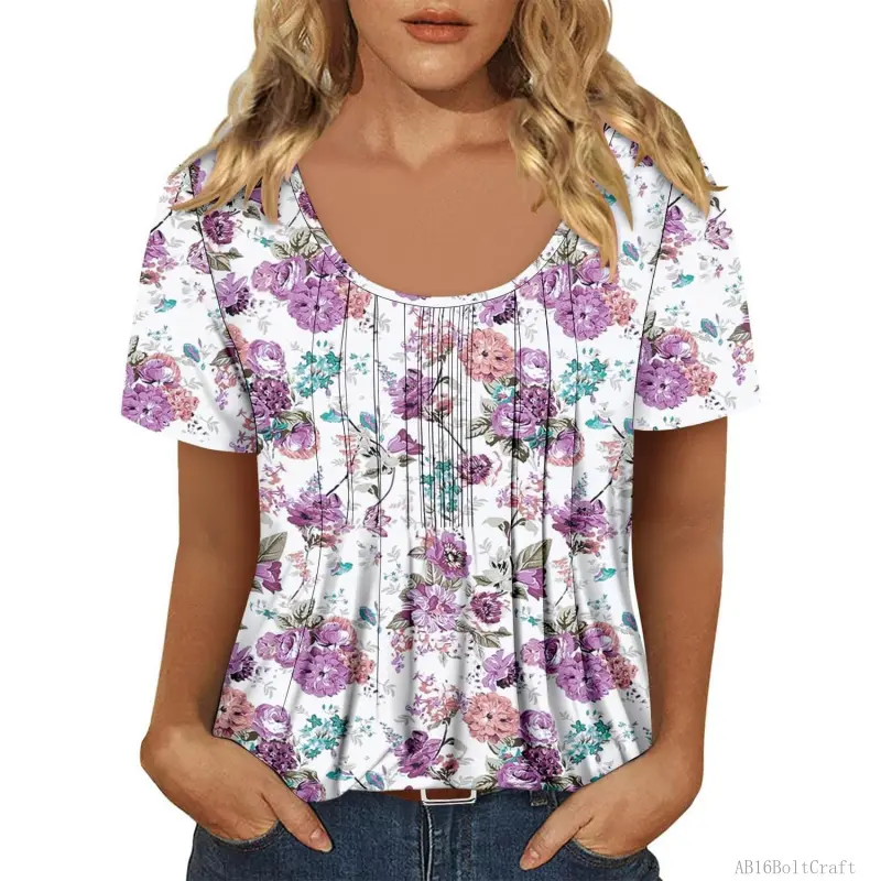 Womens Flowy Tunic Tops Short Sleeve Shirts Round Neck Ladies Blouses Summer Trendy TopAB16BoltCraft Womens Flowy Tunic Tops Short Sleeve Shirts Round Neck Ladies Blouses Summer Trendy TopAB16BoltCraft