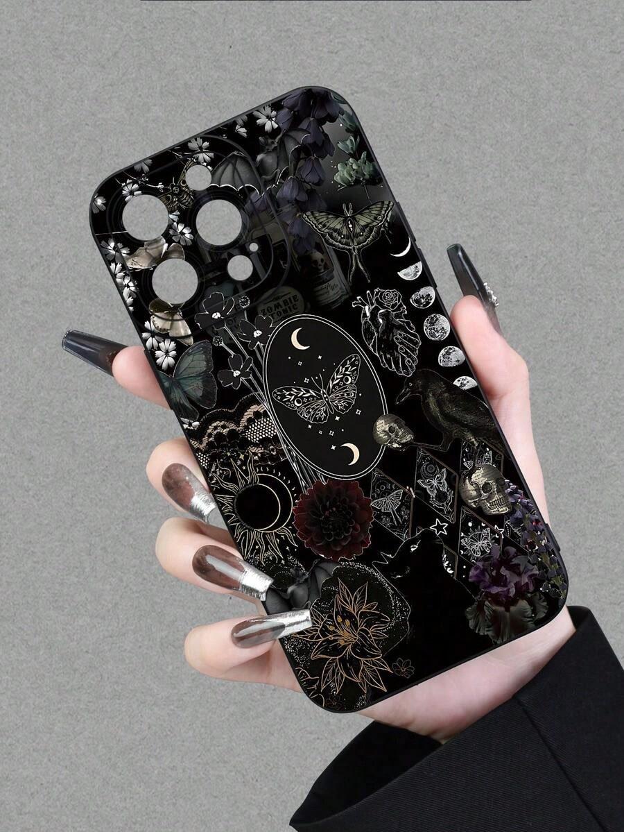 Gothic Elements Pattern Design Theme Luxury Shockproof Aesthetic Cute Phone Case, Lens Protrusion Protection, Suitable For IPhone17/IPhone17 Air/IPhone17 Pro/IPhone17 Pro Max/16 Pro Max/15 Pro Max/14 Pro Max/13 Pro Max/12 Pro Max/11 Pro Max