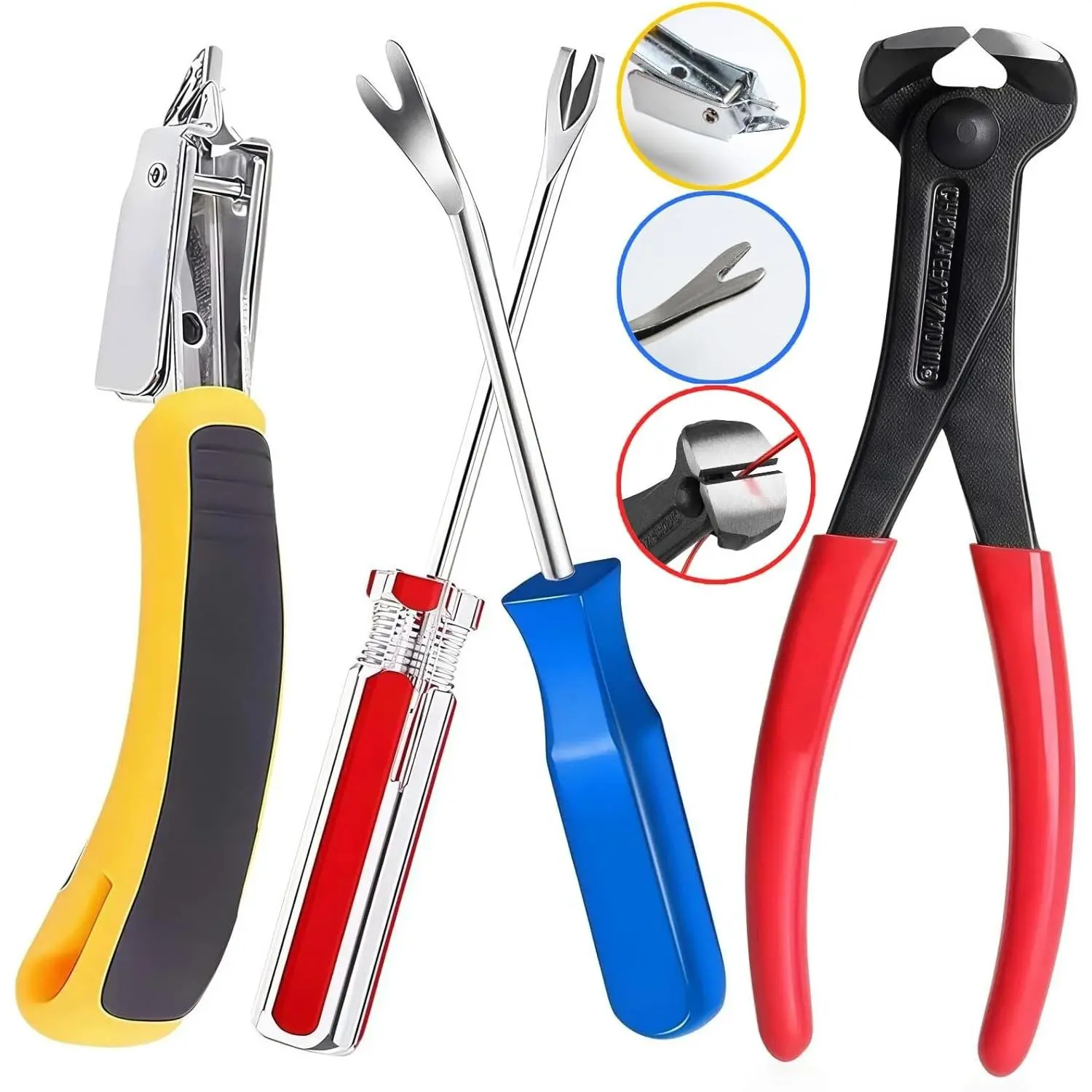 Upholstery Carpet Staple Remover and Nail Puller Remover Tool Set - Staple Puller & Tack Lifter Fastener Remover for Furniture Floor Wall Wood Case Car Photo Frames (4-PK)