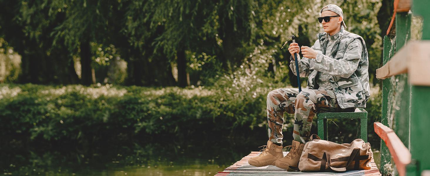 FREE SOLDIER Men's Waterproof Tactical Work Boots Lightweight Comfortable Combat Hiking Boots