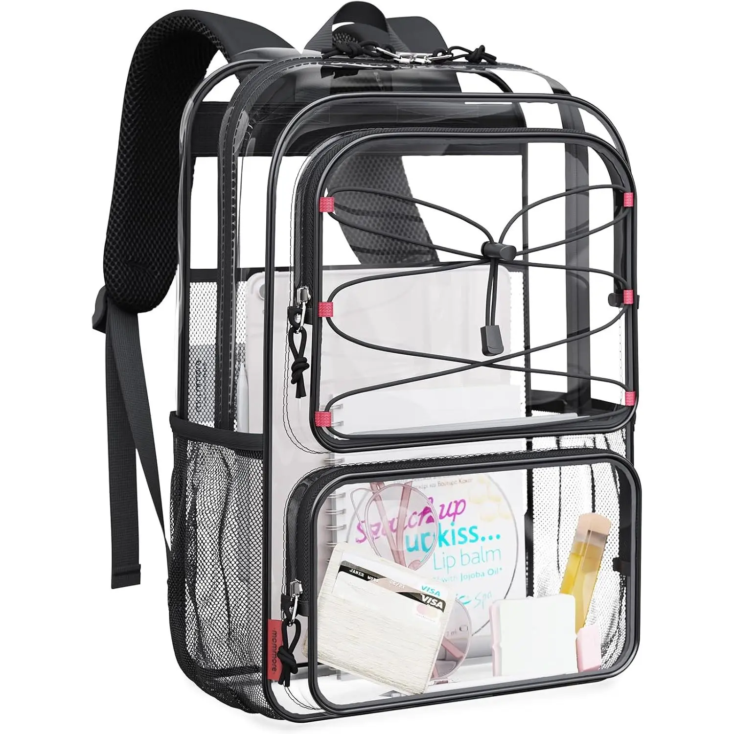 mommore Clear Backpack Heavy Duty Transparent Backpack Large See Through Bookbag for School