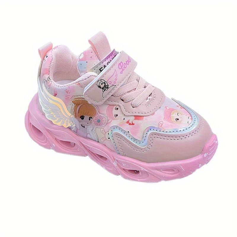 Girls' Light-Up Shoes Princess Strap Glow-in-the-Dark Sneakers for Kids Children's Sports Shoes with LED Lights and Fun Designs