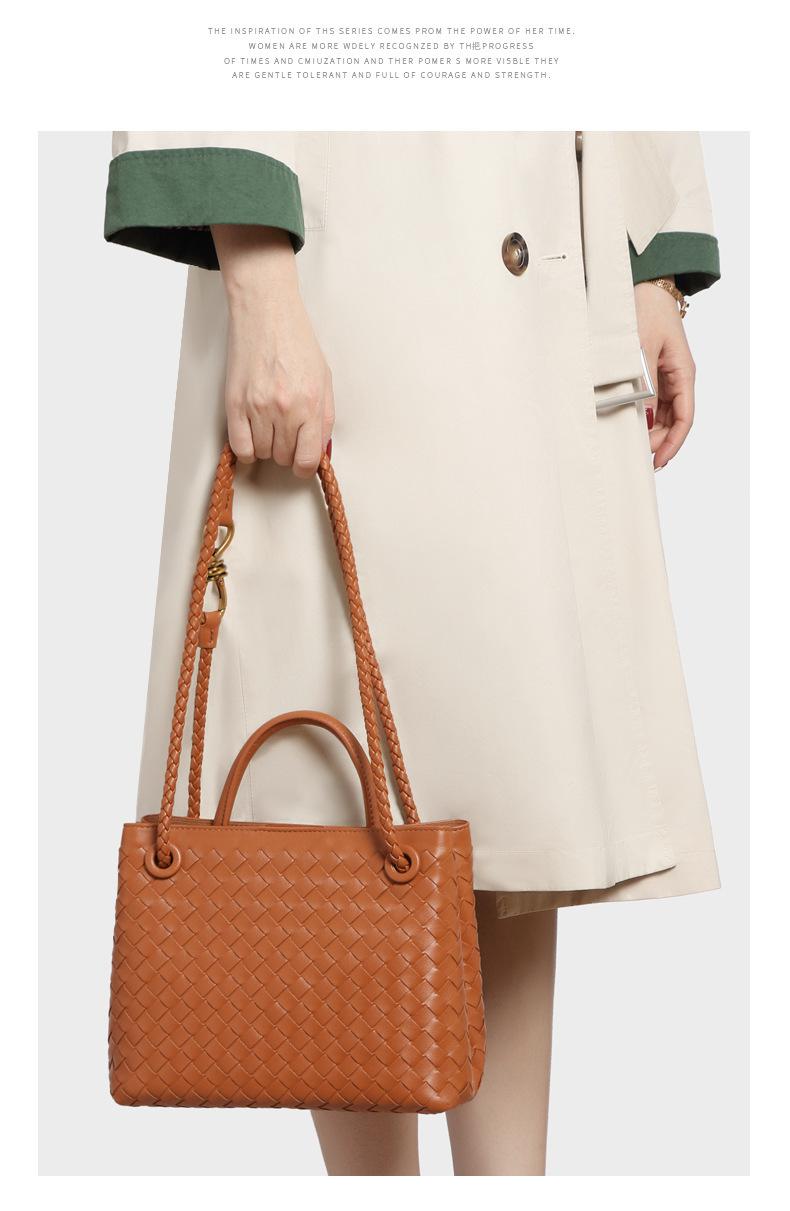 6197 Hand-woven Large-capacity Handbag 2025 New PU Leather Shoulder Messenger Women's Bag