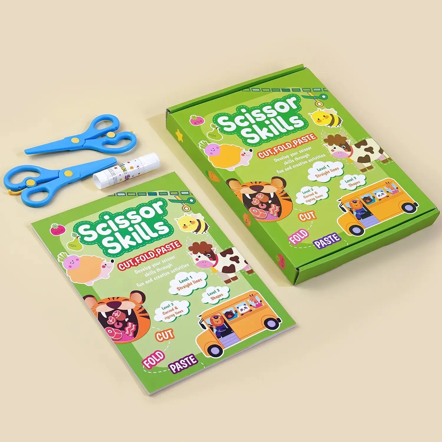 Scissor Skills Activity Book, Fun Paper Cutting & Creative Activities, Includes Safe Scissors, Easter Basket Filler, Kids Craft Kit, Perfect Gift