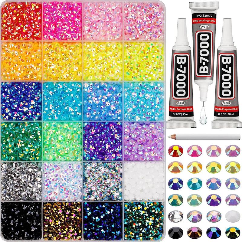 32000Pcs 40 Colors Jelly Rhinestones 3mm Multicolor Resin Flatback Gems for Diamond Art Bedazzler Kit with 3Pcs 10ml B7000 Jewelry Glue for Crafting Book Shoes Nail Art Glitter Bedazzling valentine's gift for bf valentine gifts valentine's classroom gifts