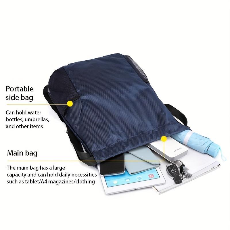 5-color Options 8.45gal Unisex Drawstring Backpack - Large Capacity Gym Bag with Mesh Side Pockets, Adjustable Shoulder Straps and Softshell Design, Suitable for Travel, Sports, and Fitness Training. Black, Practical Pocket Design, Travel Backpack