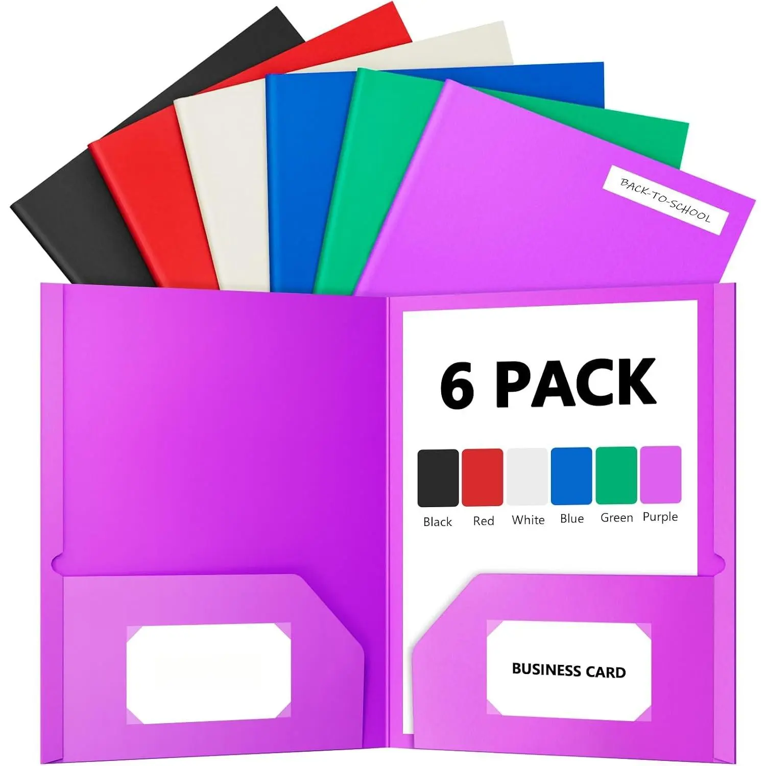 2 Pocket Folders, 6 Pack Folders with Pockets,Aesthetic Color with 10 Label | Heavy Duty Paper File Folders, Fit Letter Size Paper, 6 Flexible Color, for   to School, Office Filing Supplies