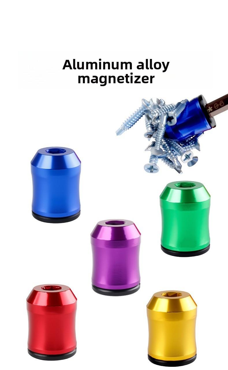 Aluminum Alloy Magneticizer Set: High-Hardness Demagnetizer, Strong Magnetic Adsorption Rings, for Screwdriver Bits and Electric Drill Bits