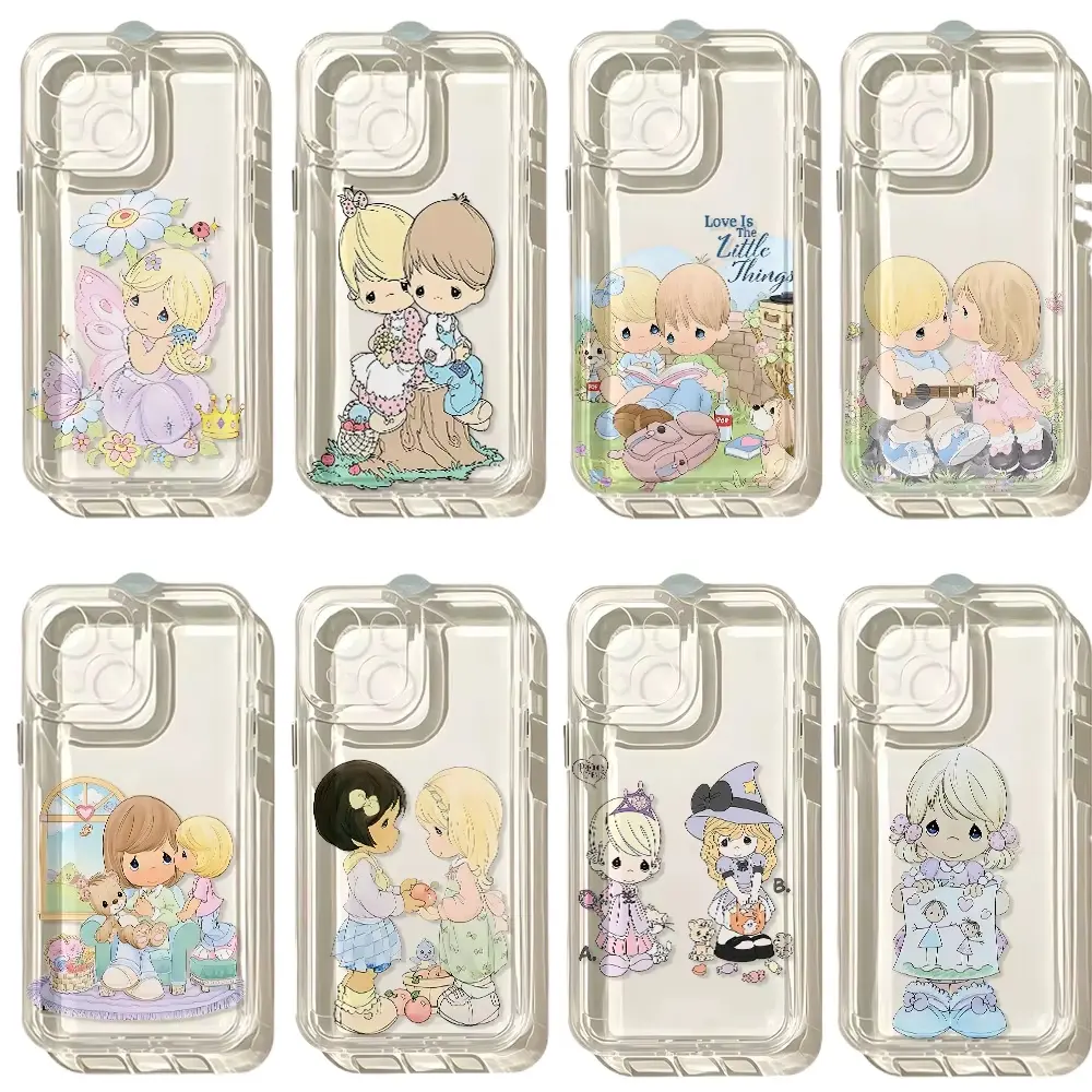 Hot Vintage Precious Moments Teardrop Doll Couple Kids Colorful Unique Artistic Phone Cases For iPhone 17 Promax Pro Air 16 Plus 15 14 13 12 11 Samsung S23 S24 S25 S26 Plus Ultra Shockproof Protective Cover Gift For Birthday Christmas Halloween, Smartphon