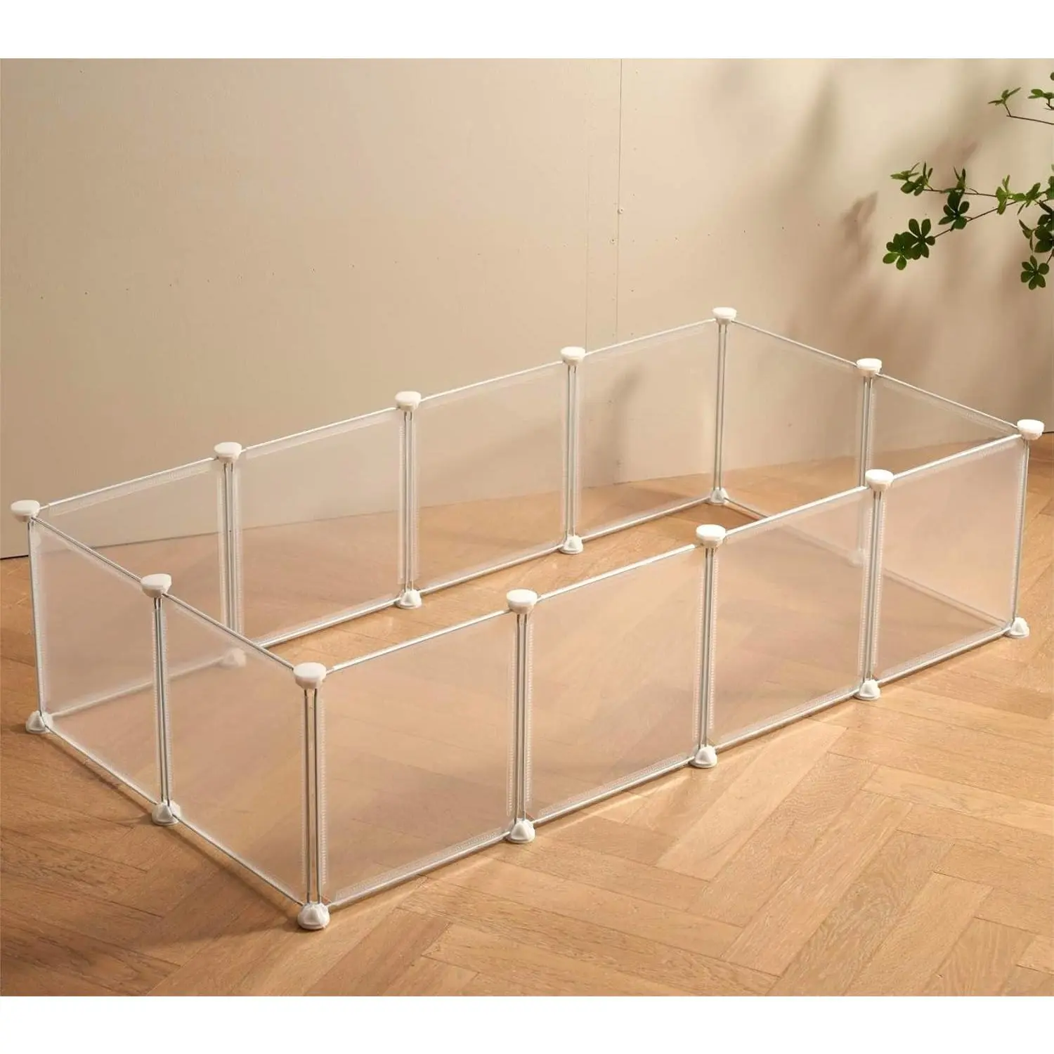 12 Panels 12x12 Inch Transparent Clear Plastic Small Animal Playpen, Indoor Fence Enclosure Cage for Guinea Pig Puppy Dog Rabbit Bunny Pet