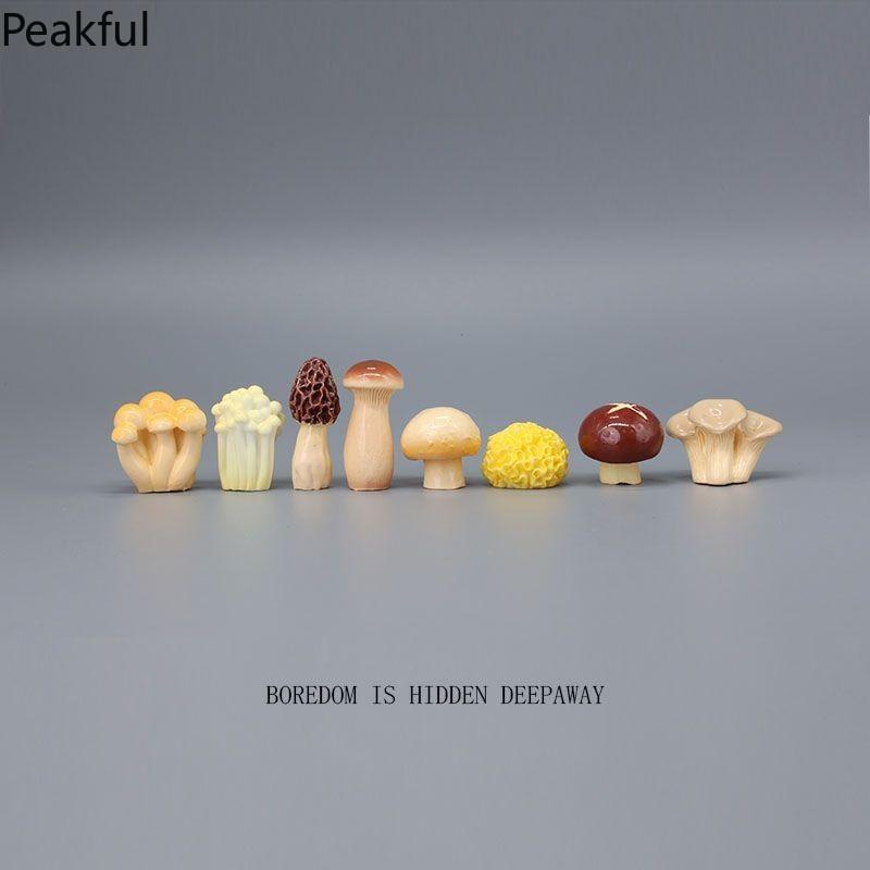 8pcs Cute Mushroom Desk Decor – Japanese-style Workstation Ornaments, Small Healing Mushrooms for Office, Home, or Study, Perfect for Creating a Cozy & Positive Vibe at Work