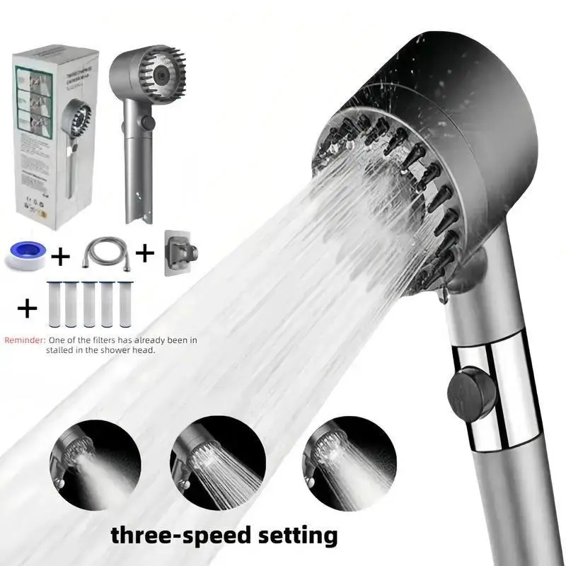 9PCS Filtered Handheld Shower Head Set - 3-Speed Adjustable Pressure Shower Heads for Bathroom Use, Filtered Shower Heads
