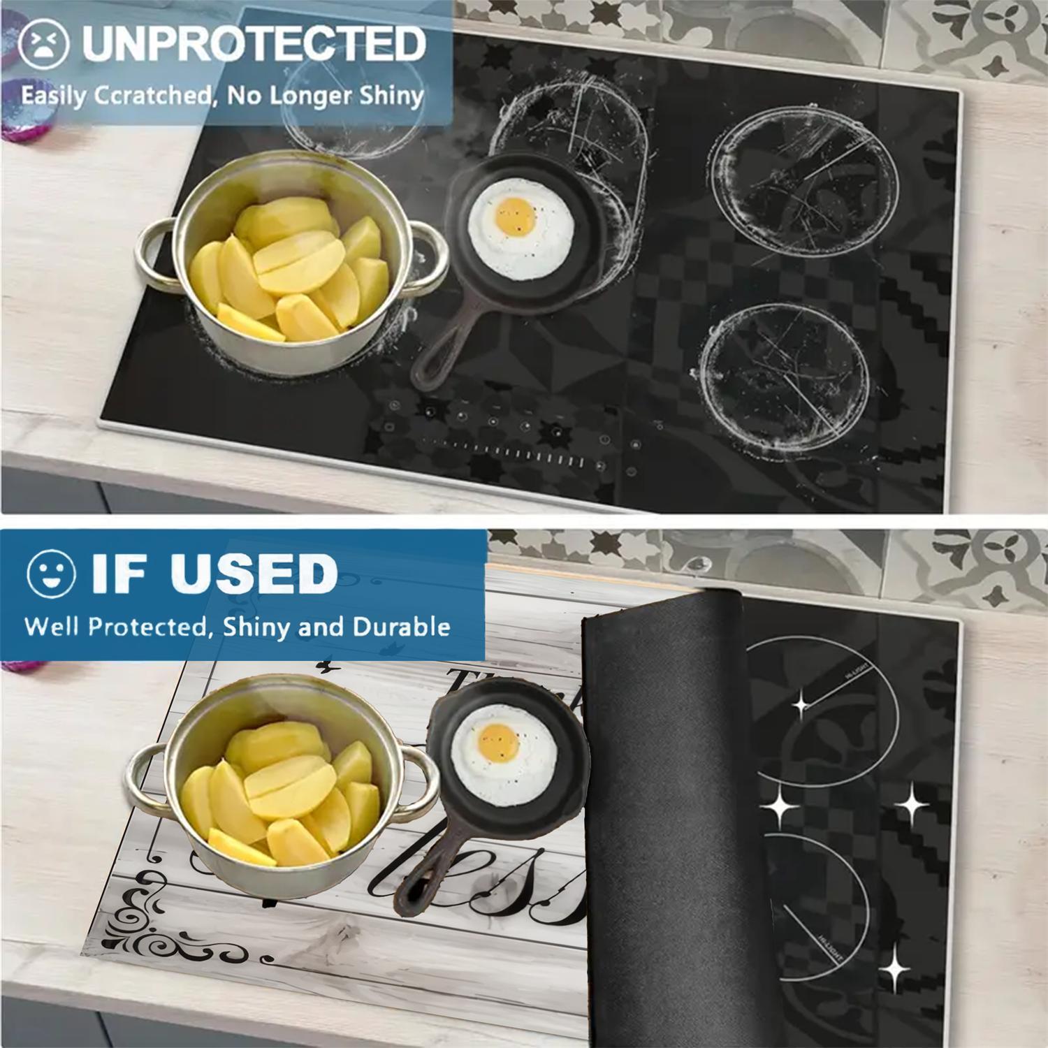 Soft Electric Stove Cover Cook Top Panel Protector Pad,Heart Pattern Design, Scratch Resistant, Easy Clean, Multi-Purpose Kitchen Liner