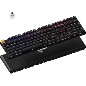 KJ5  Mechanical Keyboard -  Full-Size Layout Brown , QMK RGB Backlit, 2.4G//USB-C, Double-Shot Cherry PBT Keycaps, 3750mAh , /Win/Linux Compatible - Black