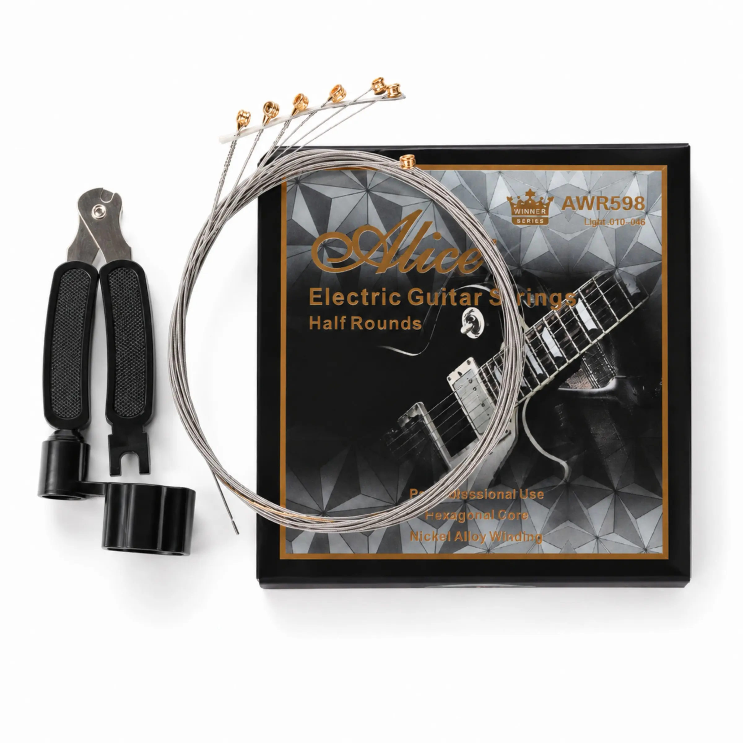 Nano Coated Electric Guitar Strings, 6 String Guitar Strings Set, Long Lasting Replacement Strings, AWR598