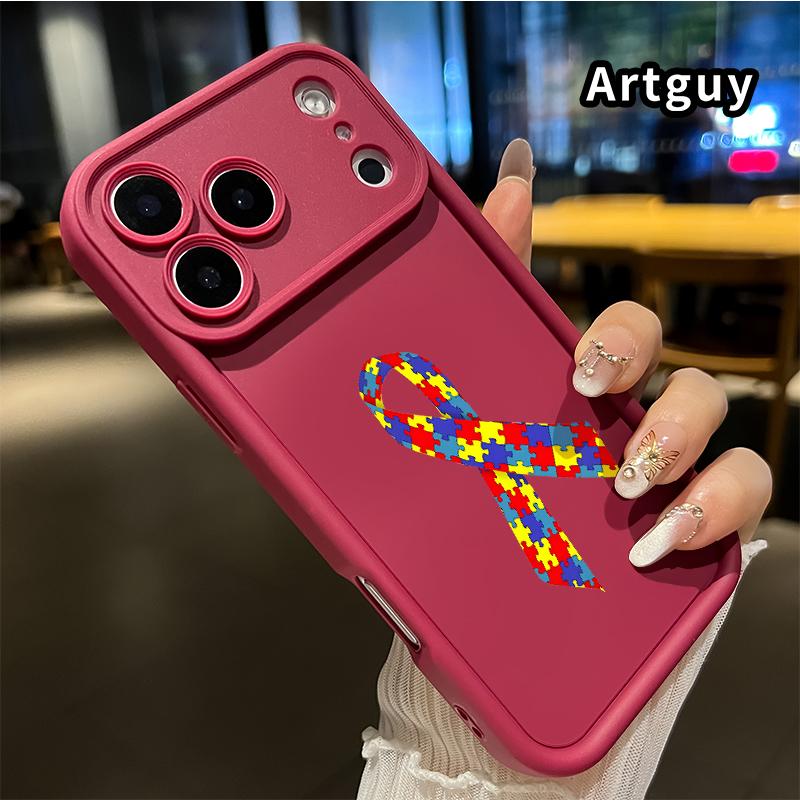 Phone Case for iPhone 17 Pro Max 16 Plus 15 14 13 12 11 Air E Autism awareness ribbon Drop Protection Shockproof Soft Silicone smartphone Cover