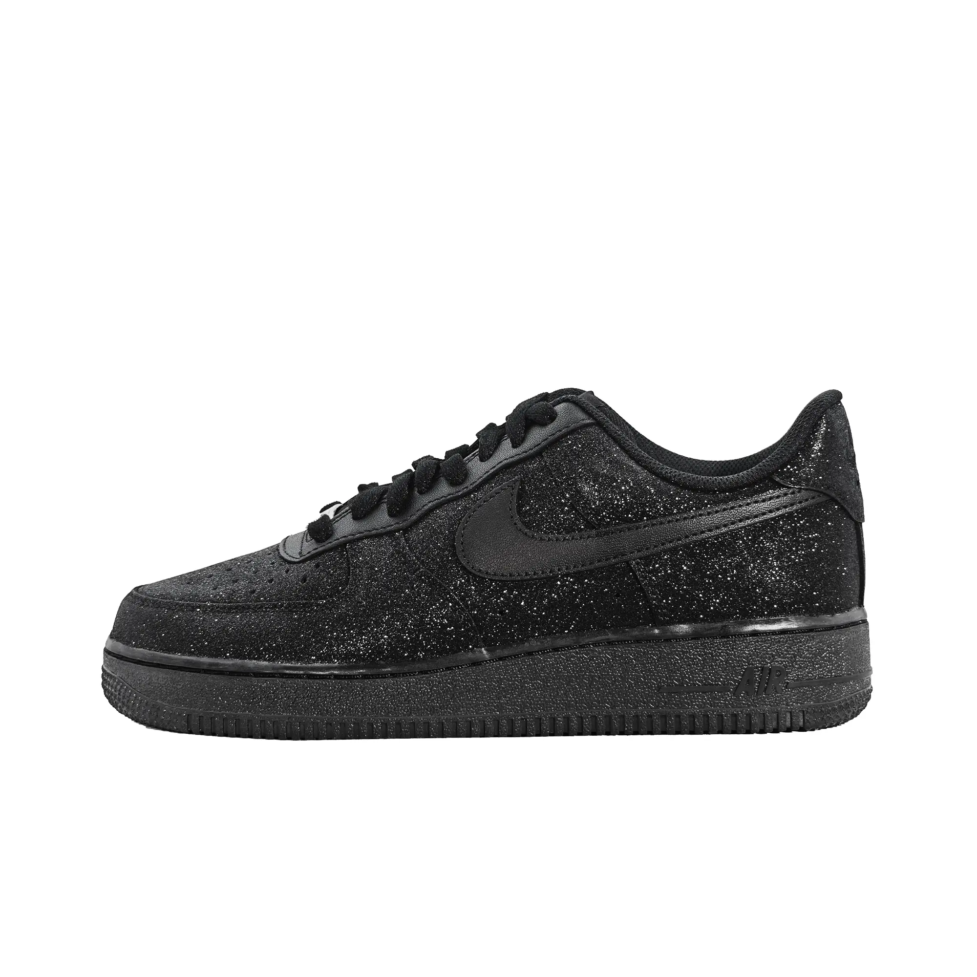 Nike Air Force 1 Custom Star-Studded Black Gothic Low-Top Leather Trainers - Unisex Closed Casual Shoes with Verifiable Credentials & Global Authentication Support